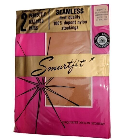 Nylon Stockings Seamless Beige Vintage 10 - Picture 1 of 6
